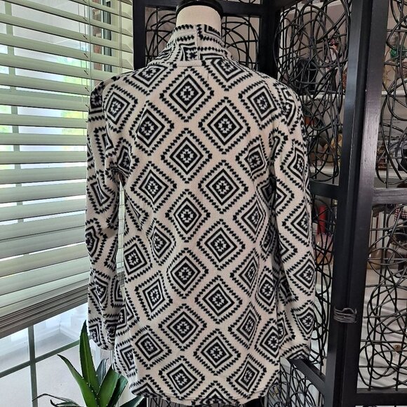 Body Touch Lounge Size Small Cream/Black Open Front Cardigan EUC - Picture 6 of 11